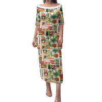 Hawaiian Santa Christmas Pattern Family Matching Puletasi and Hawaiian Shirt White Version - Polynesian Pride