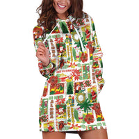 Hawaiian Santa Christmas Pattern Hoodie Dress White Version - Polynesian Pride