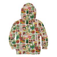 Hawaiian Santa Christmas Pattern Kid Hoodie White Version - Polynesian Pride