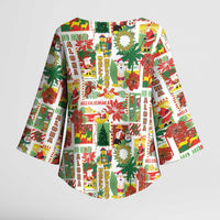 Hawaiian Santa Christmas Pattern Kimono Sleeve Blouse White Version - Polynesian Pride