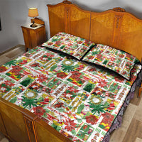 Hawaiian Santa Christmas Pattern Quilt Bed Set White Version - Polynesian Pride