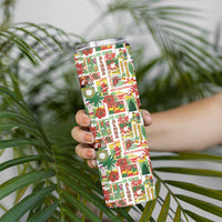 Hawaiian Santa Christmas Pattern Skinny Tumbler White Version - Polynesian Pride