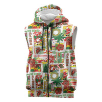 Hawaiian Santa Christmas Pattern Sleeveless Zip Hoodie White Version LT01 Red - Polynesian Pride
