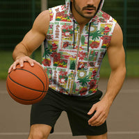 Hawaiian Santa Christmas Pattern Sleeveless Zip Hoodie White Version LT01 - Polynesian Pride