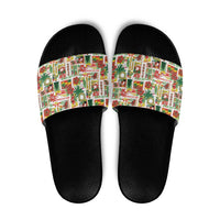 Hawaiian Santa Christmas Pattern Slide Sandals White Version - Polynesian Pride