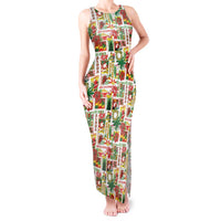 Hawaiian Santa Christmas Pattern Tank Maxi Dress White Version - Polynesian Pride