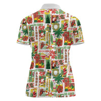 Hawaiian Santa Christmas Pattern Women Polo Shirt White Version - Polynesian Pride