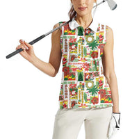 Hawaiian Santa Christmas Pattern Women Sleeveless Polo Shirt White Version - Polynesian Pride