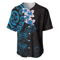 New Zealand Tuatara Plumeria Baseball Jersey Maori Blue Koru Tribal Tattoo