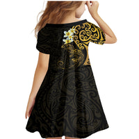 New Zealand Tuatara Plumeria Family Matching Mermaid Dress and Hawaiian Shirt Maori Gold Koru Tribal Tattoo