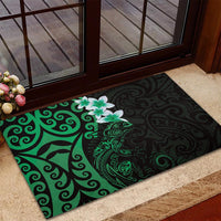 New Zealand Tuatara Plumeria Rubber Doormat Maori Green Koru Tribal Tattoo
