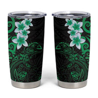 New Zealand Tuatara Plumeria Tumbler Cup Maori Green Koru Tribal Tattoo