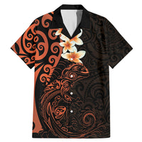 New Zealand Tuatara Plumeria Family Matching Mermaid Dress and Hawaiian Shirt Maori Orange Koru Tribal Tattoo