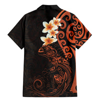 New Zealand Tuatara Plumeria Family Matching Mermaid Dress and Hawaiian Shirt Maori Orange Koru Tribal Tattoo