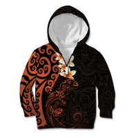 New Zealand Tuatara Plumeria Kid Hoodie Maori Orange Koru Tribal Tattoo