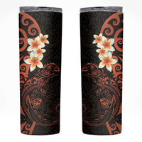 New Zealand Tuatara Plumeria Skinny Tumbler Maori Orange Koru Tribal Tattoo