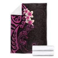New Zealand Tuatara Plumeria Blanket Maori Pink Koru Tribal Tattoo