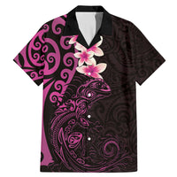 New Zealand Tuatara Plumeria Family Matching Mermaid Dress and Hawaiian Shirt Maori Pink Koru Tribal Tattoo