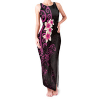 New Zealand Tuatara Plumeria Family Matching Tank Maxi Dress and Hawaiian Shirt Maori Pink Koru Tribal Tattoo LT01 Mom's Dress Pink - Polynesian Pride