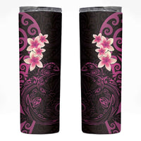 New Zealand Tuatara Plumeria Skinny Tumbler Maori Pink Koru Tribal Tattoo