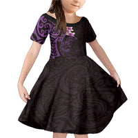 New Zealand Tuatara Plumeria Family Matching Mermaid Dress and Hawaiian Shirt Maori Purple Koru Tribal Tattoo