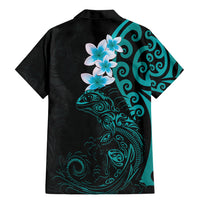 New Zealand Tuatara Plumeria Family Matching Mermaid Dress and Hawaiian Shirt Maori Teal Koru Tribal Tattoo