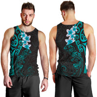 New Zealand Tuatara Plumeria Men Tank Top Maori Teal Koru Tribal Tattoo