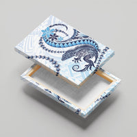 Blue Maori Tuatara Canvas Wall Art Luxury Pastel Pattern
