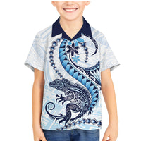 Blue Maori Tuatara Family Matching Mermaid Dress and Hawaiian Shirt Luxury Pastel Pattern
