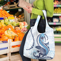 Blue Maori Tuatara Grocery Bag Luxury Pastel Pattern