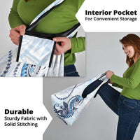 Blue Maori Tuatara Grocery Bag Luxury Pastel Pattern