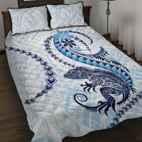 Blue Maori Tuatara Quilt Bed Set Luxury Pastel Pattern LT01 Blue - Polynesian Pride