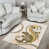 Gold Maori Tuatara Area Rug Luxury Pastel Pattern