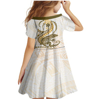 Gold Maori Tuatara Family Matching Mermaid Dress and Hawaiian Shirt Luxury Pastel Pattern