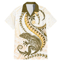 Gold Maori Tuatara Family Matching Mermaid Dress and Hawaiian Shirt Luxury Pastel Pattern