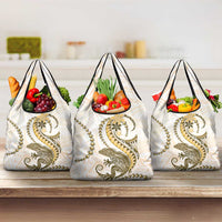 Gold Maori Tuatara Grocery Bag Luxury Pastel Pattern