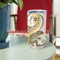 Gold Maori Tuatara Tumbler Cup Luxury Pastel Pattern