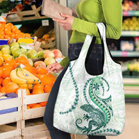 Green Maori Tuatara Grocery Bag Luxury Pastel Pattern