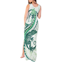 Green Maori Tuatara Tank Maxi Dress Luxury Pastel Pattern