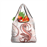 Red Maori Tuatara Grocery Bag Luxury Pastel Pattern