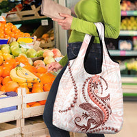 Red Maori Tuatara Grocery Bag Luxury Pastel Pattern