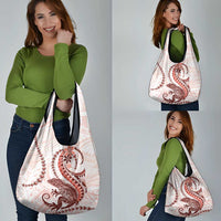 Red Maori Tuatara Grocery Bag Luxury Pastel Pattern