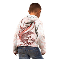 Red Maori Tuatara Kid Hoodie Luxury Pastel Pattern LT01 - Polynesian Pride