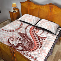 Red Maori Tuatara Quilt Bed Set Luxury Pastel Pattern LT01 - Polynesian Pride