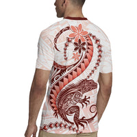 Red Maori Tuatara Rugby Jersey Luxury Pastel Pattern