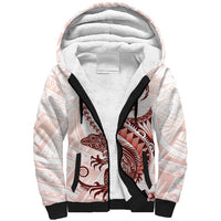 Red Maori Tuatara Sherpa Hoodie Luxury Pastel Pattern