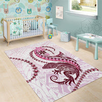Pink Maori Tuatara Area Rug Luxury Pastel Pattern