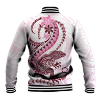 Pink Maori Tuatara Baseball Jacket Luxury Pastel Pattern