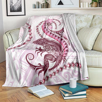 Pink Maori Tuatara Blanket Luxury Pastel Pattern
