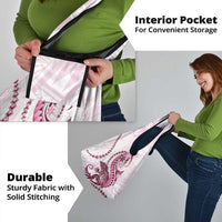 Pink Maori Tuatara Grocery Bag Luxury Pastel Pattern
